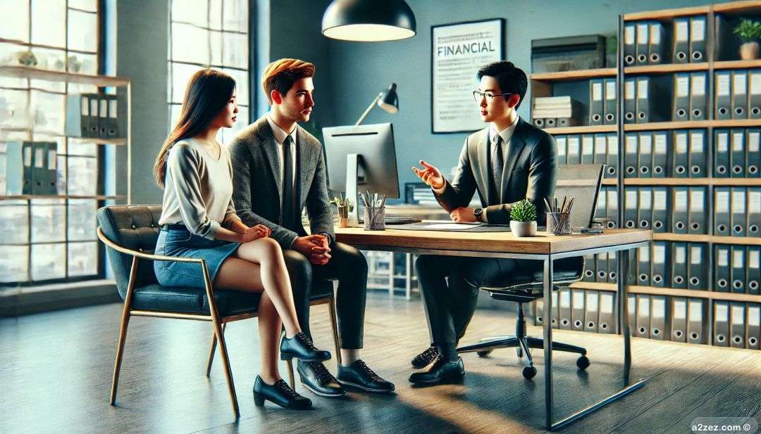 Young Couple talking to a financial advisor